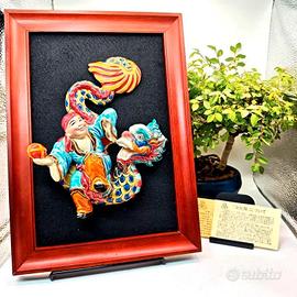 Pannello Scultura Statua Taiwan Danza Drago Arte