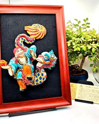 Pannello Scultura Statua Taiwan Danza Drago Arte