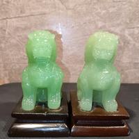 Coppia di statue leoni cinesi in giada