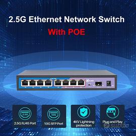 Switch PoE 2.5G KuWFi HG0801-P 8 Porte + SFP 10G –