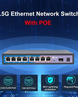 Switch PoE 2.5G KuWFi HG0801-P 8 Porte + SFP 10G –