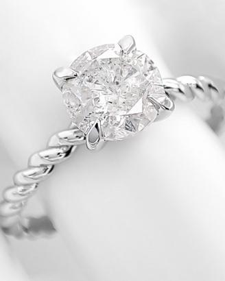 Anello 14kt Oro Bianco Diamante Naturale 1.12 IGI