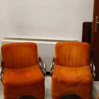 Coppia poltrone acciaio/velluto sfod. anni '60 Spa