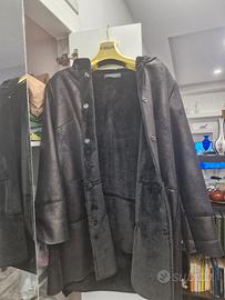 Giacca montone e pelle nera