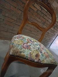 Sedia vintage stile Luigi Filippo (legno+tessuto)