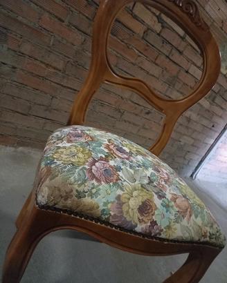Sedia vintage stile Luigi Filippo (legno+tessuto)