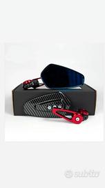 specchietti moto universali rossi e nero carbonio
