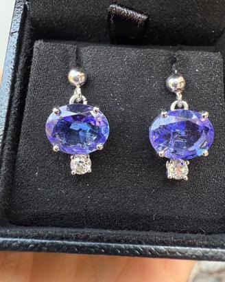 Orecchini  con Tanzanite e Diamanti in oro 18kt
