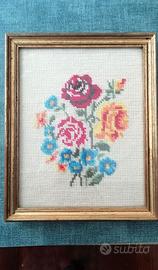 Quadro "Fiori" ricamato punto riso