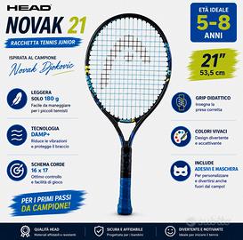 HEAD Novak 21 racchetta tennis junior Djokovic