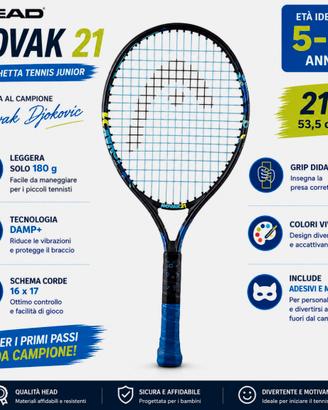 HEAD Novak 21 racchetta tennis junior Djokovic