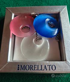 collana in acciaio e ciondili in vetro