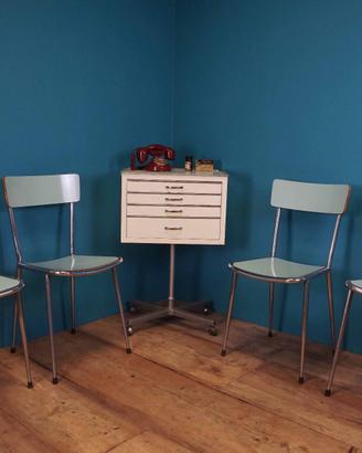 4 SEDIE IN FORMICA AZZURRA ANNI 70 CROMATE CUCINA