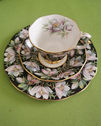Set Royal Albert "Prairie Crocus" Black Salad Trio