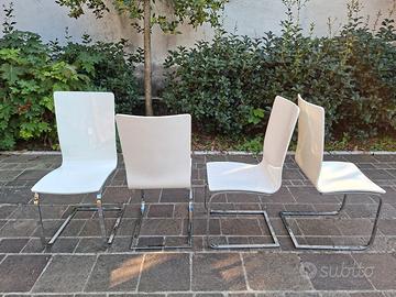 Set 4 Sedie Design Cantilever Bianche Lucide