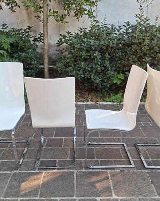 Set 4 Sedie Design Cantilever Bianche Lucide