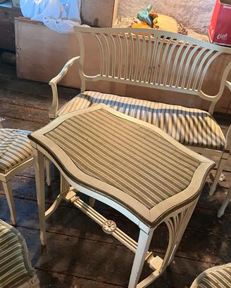 Salottino vintage da veranda in legno bianco lacca