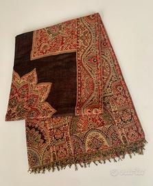 Lana e Seta-Stola Scialle con Motivo Paisley Nuovo