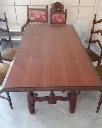 Tavolo tavolino vintage di legno sedie poltrona