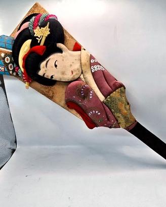 Hagoita Originale 46cm Portafortuna Giappone Donna