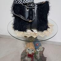 Borsa di lana e filato peloso misto cotone-viscosa