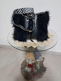 Borsa di lana e filato peloso misto cotone-viscosa