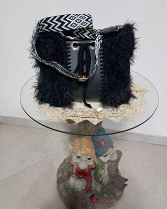 Borsa di lana e filato peloso misto cotone-viscosa