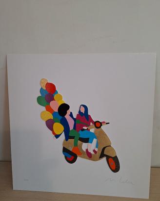 marco lodola, serigrafia materica su cartoncino 