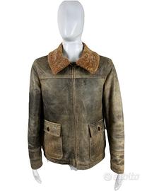 Giacca di pelle con collo shearling removibile