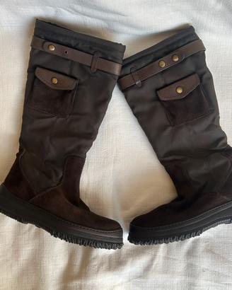 Stivali alti Hogan donna – nylon e camoscio - 35