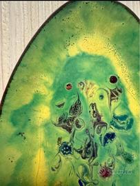 Piatto decorativo 1960 in rame smaltato