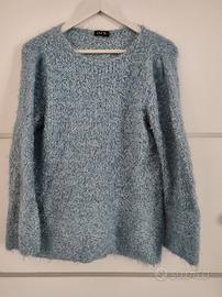 Maglione azzurro HFN Lana e Tactel taglia L