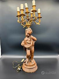 Lampada statua/scultura/candelabro legno/bronzo