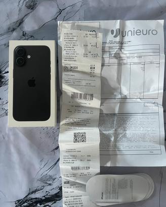 Apple IPHONE 16 128 Nero - scontrino e scatola