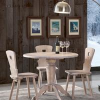 TAVOLO ROTONDO + 4 SEDIE RUSCTICI IN ABETE MASSELL