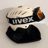 Casco sci UVEX bianco completo di maschera