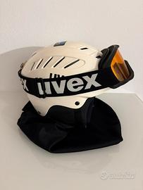 Casco sci UVEX bianco completo di maschera