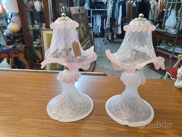 coppia di abat jour in vetro di murano 