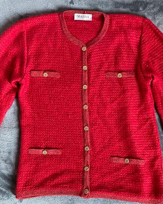 Marya Cardigan T46 Mohair Rosso Lurex Vintage