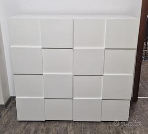 Madia  moderna- mobile contenitore  bianco lucido.