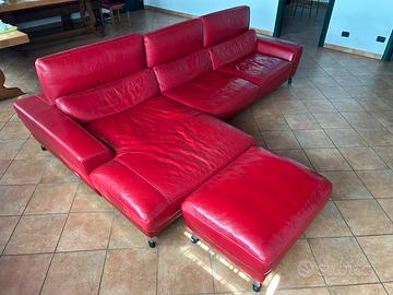 Divano angolare vera in pelle Egoitaliano con pouf