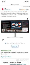 Schermo lg ultra wide 34’ 34wn650
