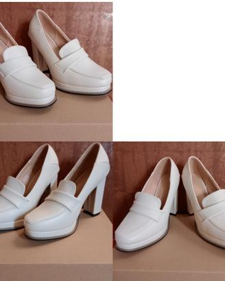 Mocassini Beige con tacco alto 10 cm