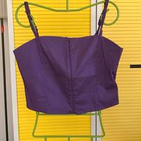 Top corto in cotone elasticizzato e chiusura lampo