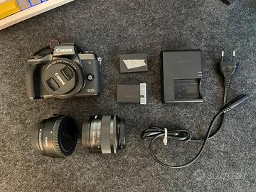Canon EOS M5 + 15-45mm + 22mm f/2 + Accessori
