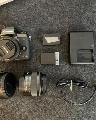 Canon EOS M5 + 15-45mm + 22mm f/2 + Accessori