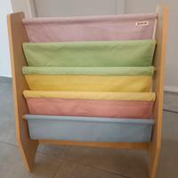 porta libri in legno e tessuto per bimbi