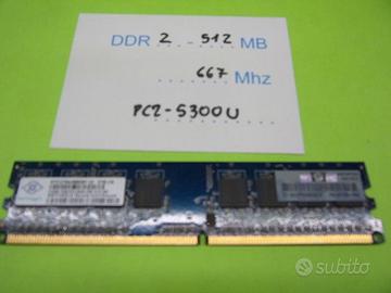 Modulo RAM DDR2 512 Mbyte PC2-5300 667 MHz, PC2