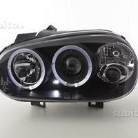 Fari anteriori vw golf 4 angel eyes led neri cromo