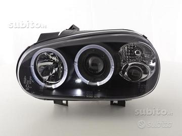 Fari anteriori vw golf 4 angel eyes led neri cromo